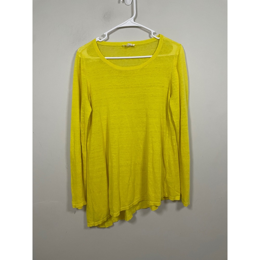 Eileen Fisher Yellow Organic‎ Linen Asymmetric Pullover Size Small Quiet Luxury